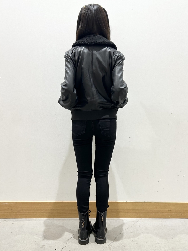 GAP ブラックレザージャケット レディース] 1990s~ オールドGAP ビッグサイズ レザージャケット