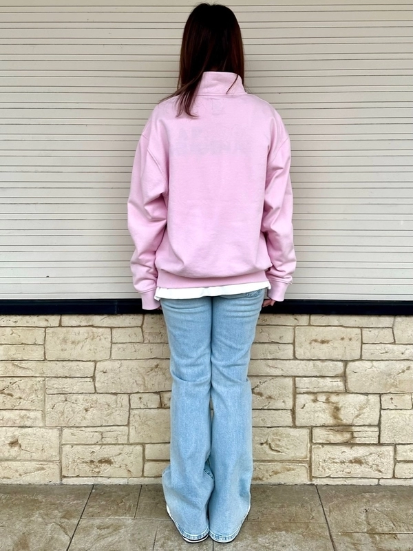 ま*ぴ様 GAP ハーフジップトレーナー ピンク L size 春ピンク】大人気ハーフジップに新色♪のスタイリング | Gap公式