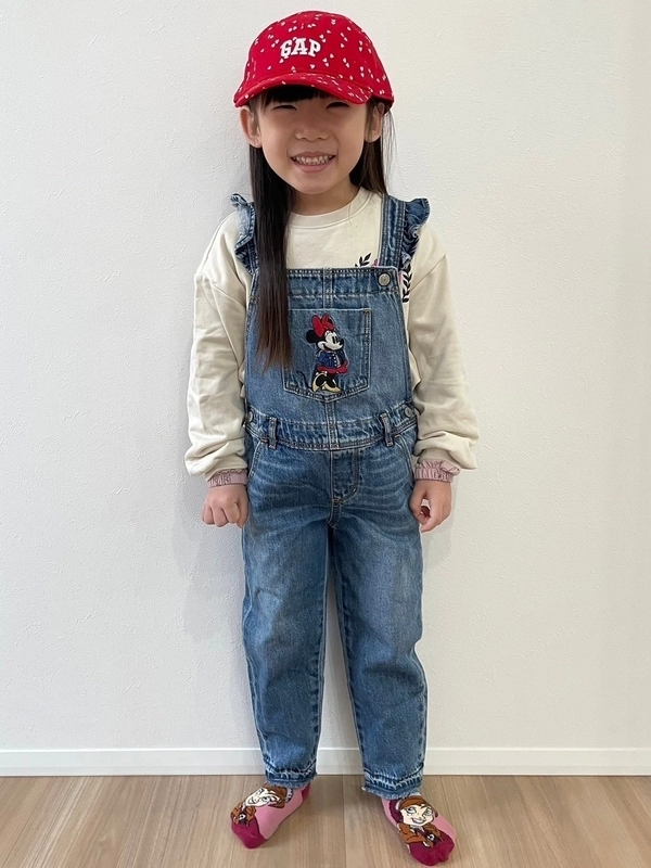GAPキッズディズニーミニーデニムオーバーオール パンツ110cm セット GAP｜(K)babyGap ディズニー ミニーマウス ウォッシュウェルデニム