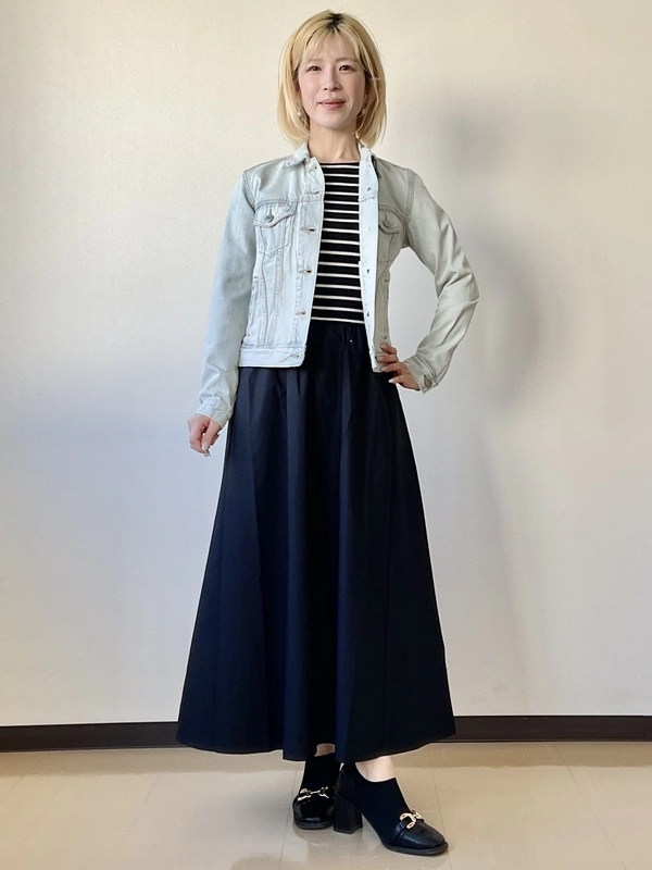 リブマキシワンピース着回し術①