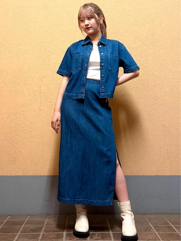 セットアップ デニム クロップド丈 トップス スリット スカート Gap公式オンラインストア