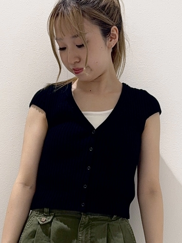 【summer knit】ブラック × カーキ