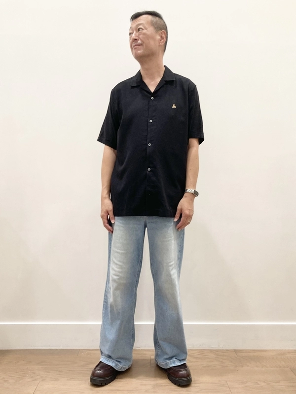 涼しくリネン混シャツ