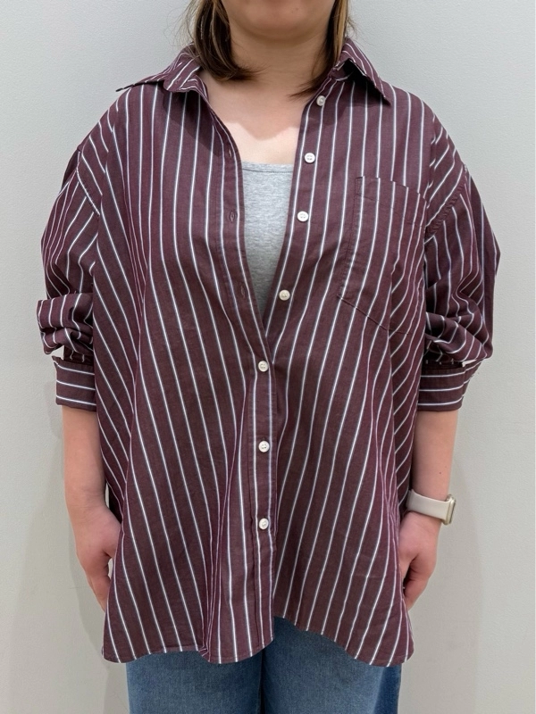 【New】ストライプ柄ビックシャツコーデ