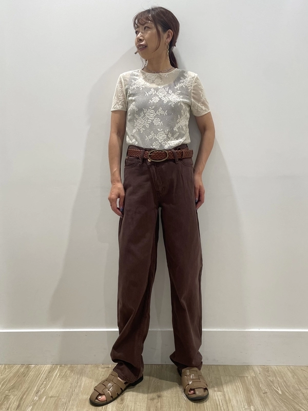 花柄シースルー肌見せトップス
