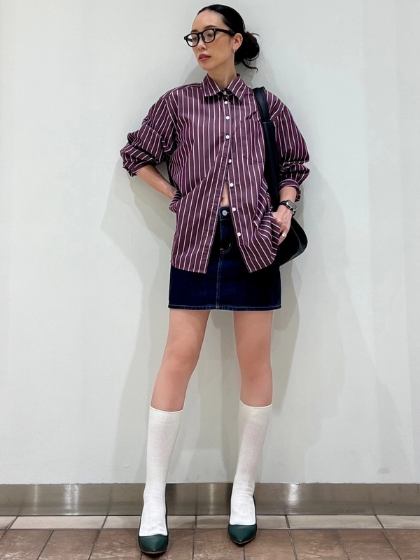 ストライプビッグシャツ✖️デニムミニスカート