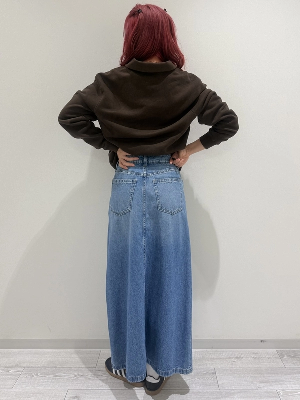 【New】ハーフジップ×デニムスカート