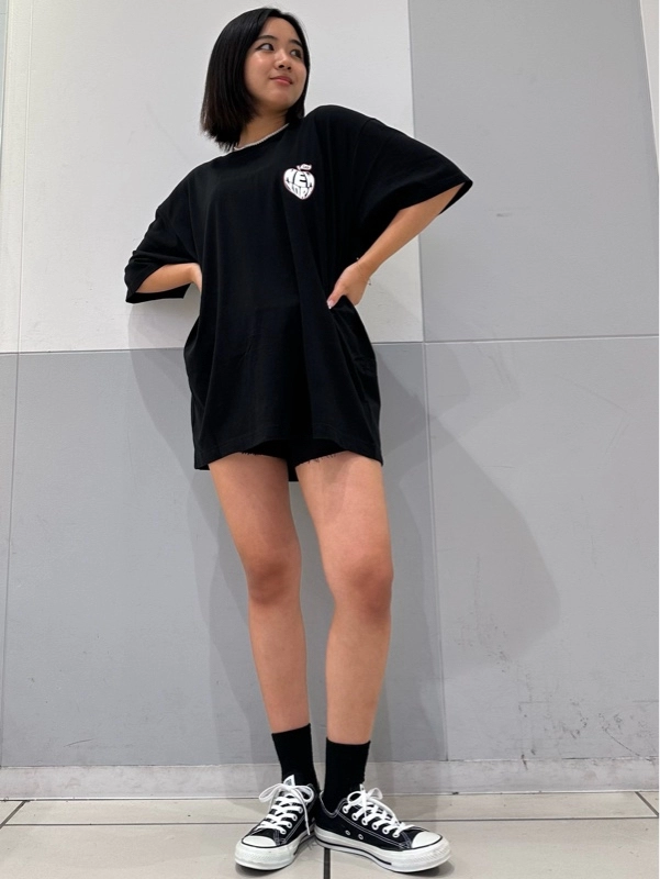 【オーバーTシャツワンピ風スタイル】