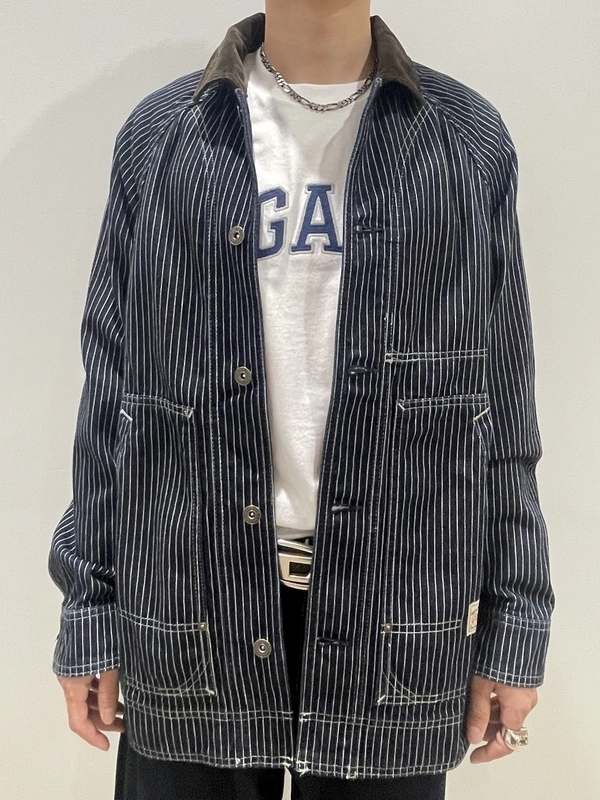 GAP ストライプ　チョアジャケット　カバーオールジャケット ブラックストライプ ストライプ チョアジャケット】のスタイリング | Gap公式オンラインストア