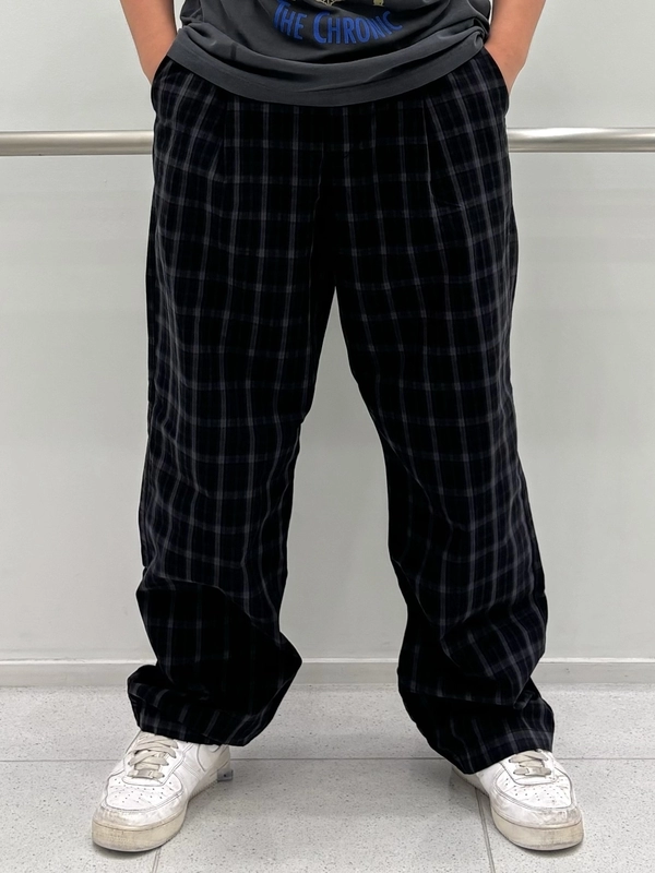 Musictee×チェック柄パンツ
