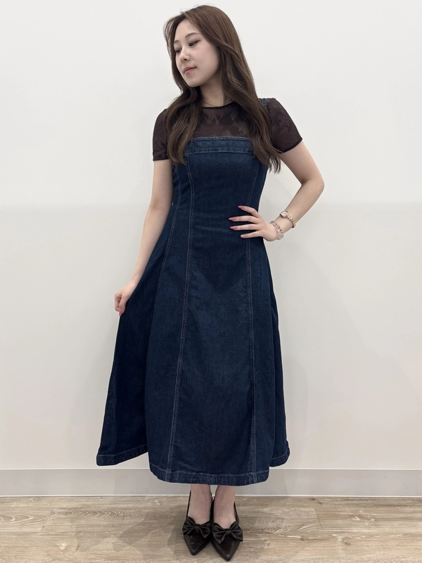 秋まで着れるきれいめデニムワンピ