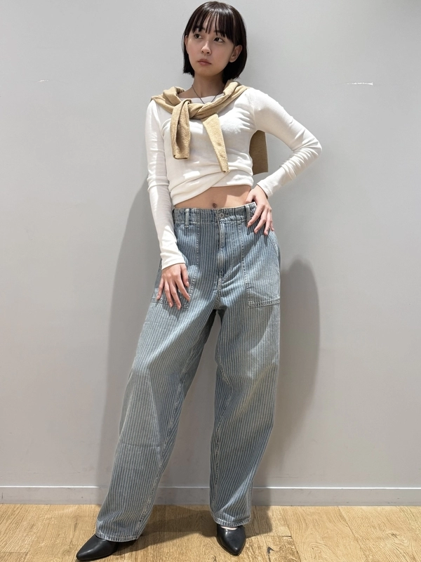 ストライプデニムが可愛い♡メリハリコーデ！