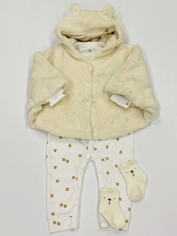 1枚であたたかい　くまさんポンチョ