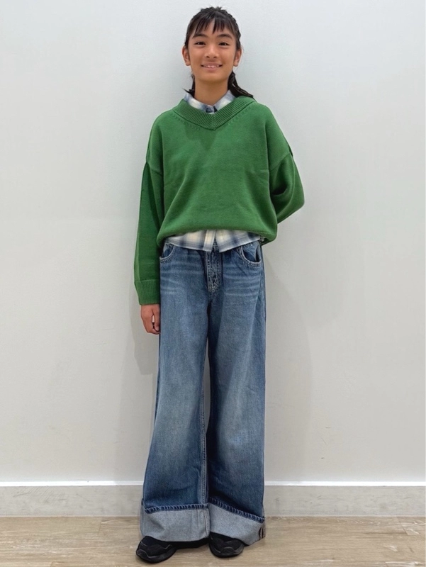 【New】セーター×バギーデニムコーデ