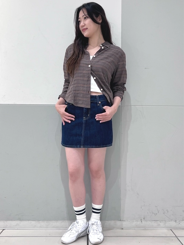 [クロップ丈かわいい！]チェックウーブン
