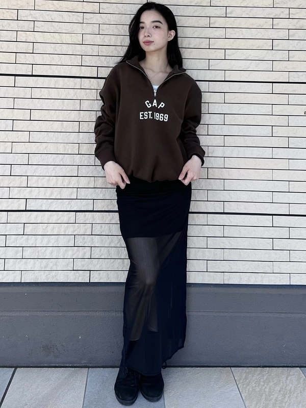 LINKABLE　メッシュ　スカート　黒　M Side Line Mesh Skirt/サイドラインメッシュスカート【MAISON