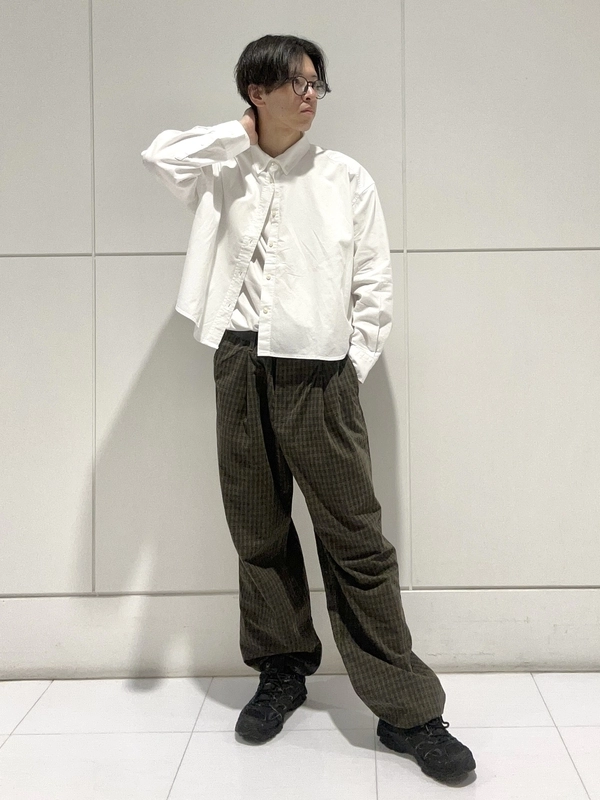 キレイめ、バギーチェックパンツ