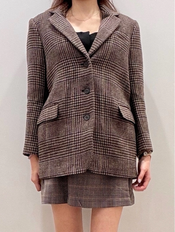 【美品】2021ss チェック裾タチキリ セットアップ スタイリッシュスラックス《4WAYストレッチ》《裾上げ済み