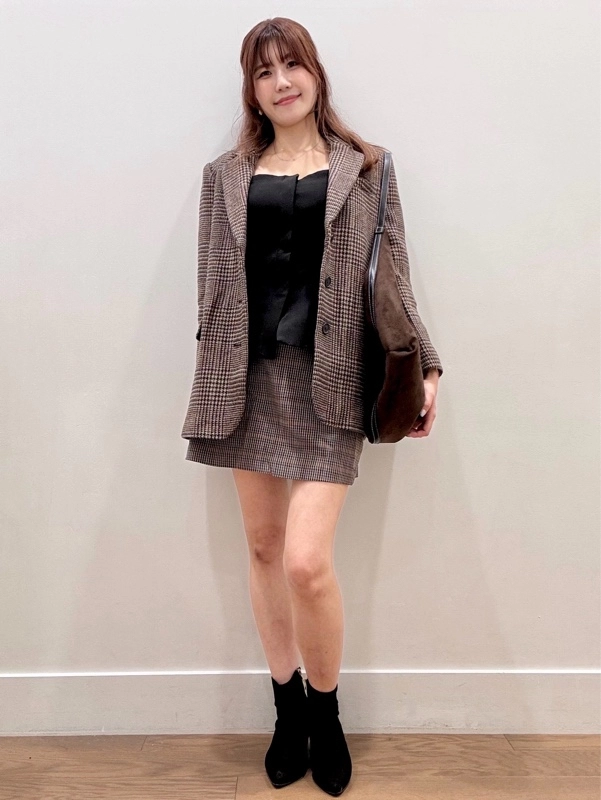 秋チェックセットアップ♡