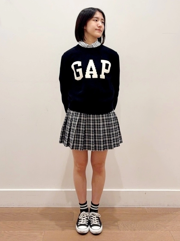 韓国風ミニチェックプリーツスカート