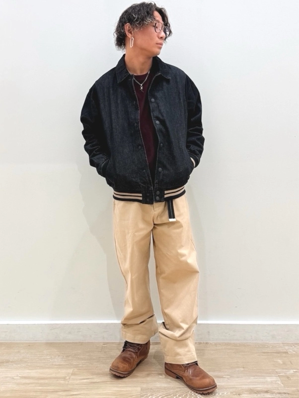 【New】バーシティデニムジャケットコーデ