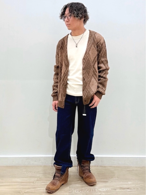 【新作】アーガイルカーディガンコーデ