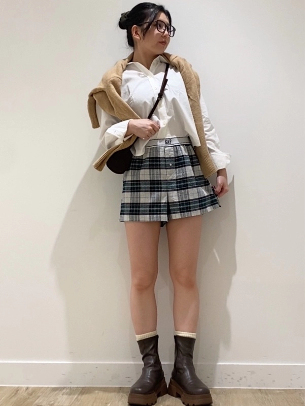 フランネルショートパンツコーデ①