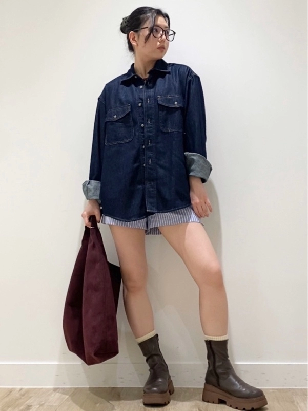 フランネルショートパンツコーデ②