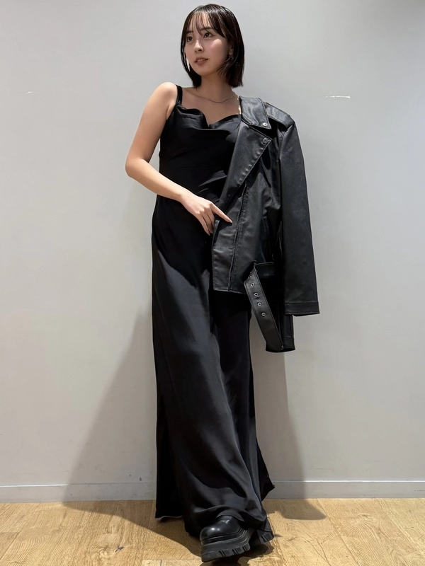 GAPSTUDIO サテンワンピ×ライダース
