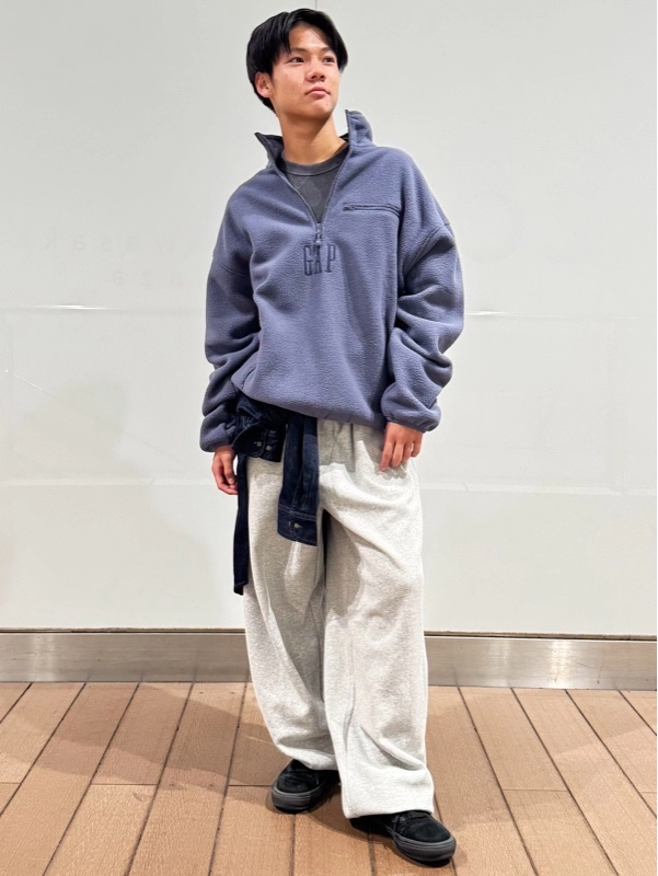 ロゴフリース×ワイドスウェットパンツ