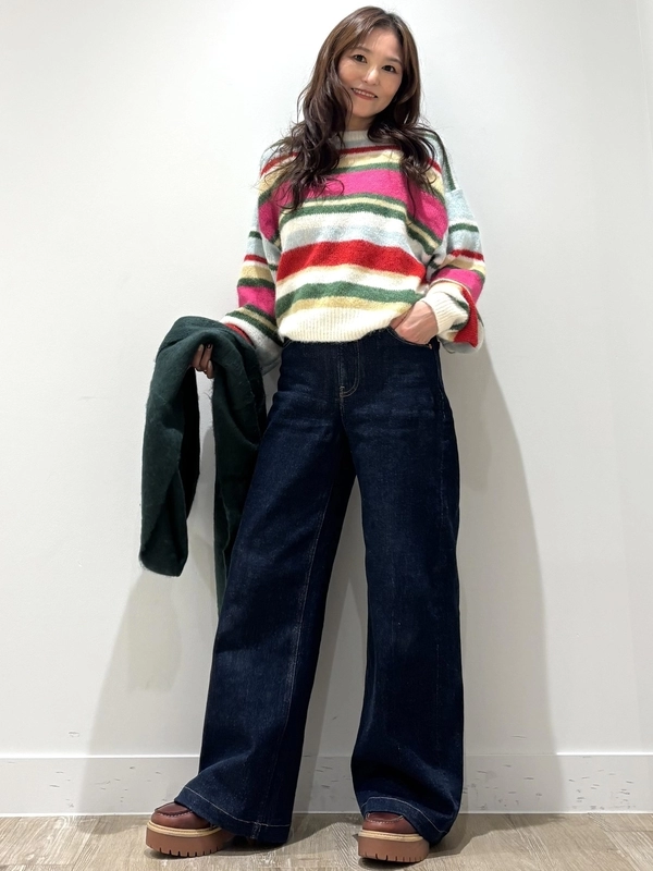 【軽い着心地♪】ボーダーふわもこセーター