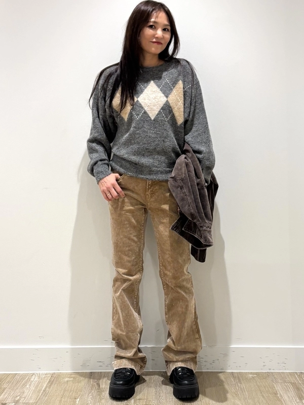 【合わせやすい！】アーガイルふわもこセーター