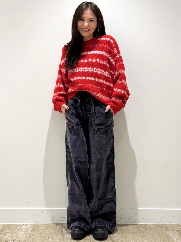 フェアアイル柄が可愛い♡真っ赤なセーター