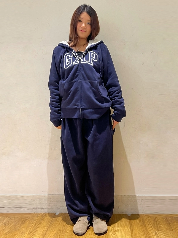 ボアパーカーでセットアップ風コーデ