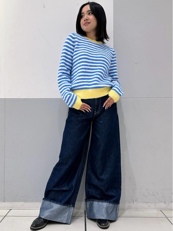 ラメデニムが映える秋のボーダースタイル！