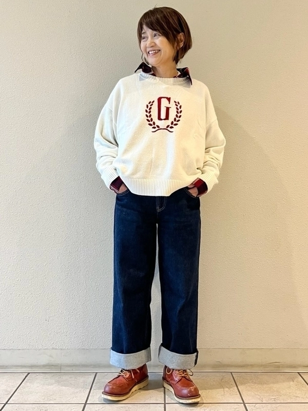 ロゴセーター☆ルーズフィットデニム　冬コーデ♪