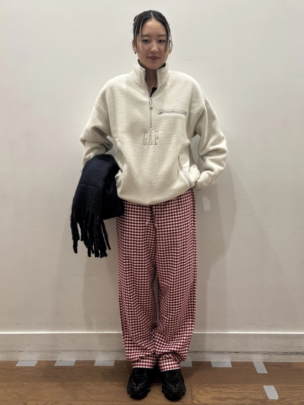 【ボアハーフジップ】リラックスコーデ