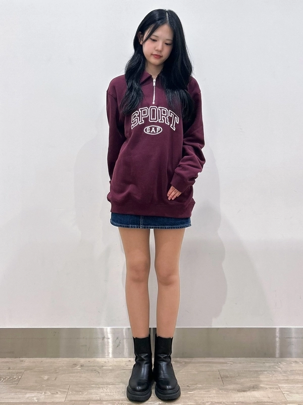 秋色ハーフジップコーデ