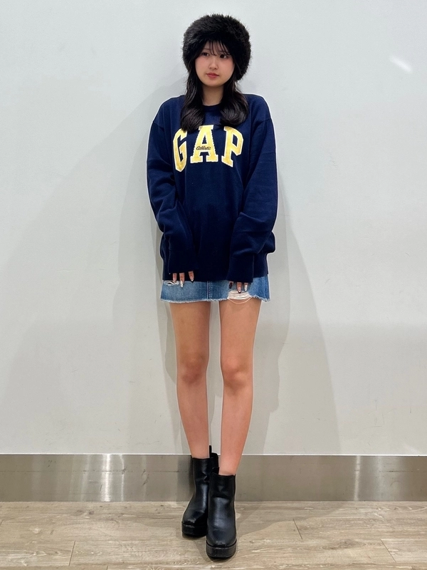 ファーハット×GAPセーターコーデ