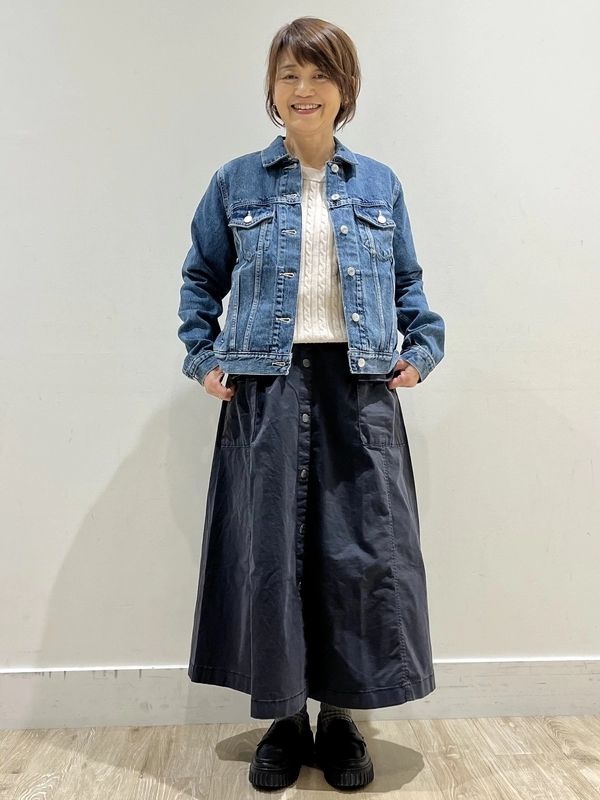 デニムジャケット☆ケーブルセーター冬のコーデ！