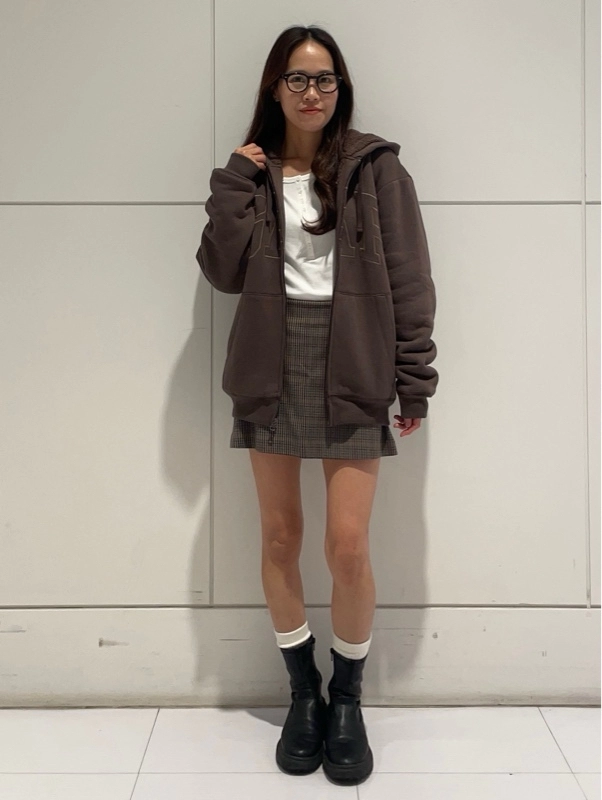 【ボアパーカー】ブラウンコーデ