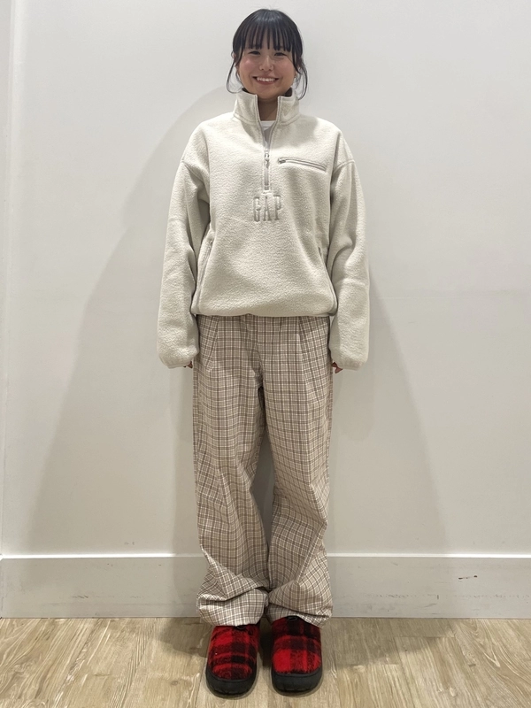 Gap公式オンラインストア | ボア オーバーサイズ ハーフジップ GAPロゴ