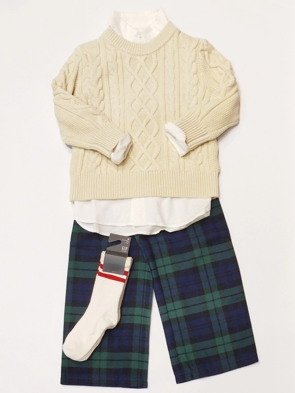 ケーブルセーター✕フランネルパンツ
