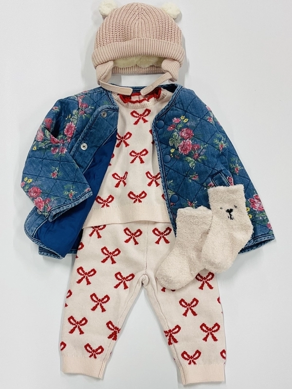 キルトアウター×リボンセットアップ