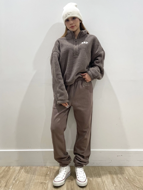 もこもこハーフジップ☆スウェットコーデ