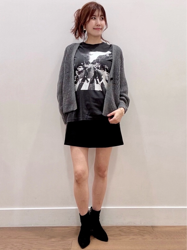 バレルスリーブカーディガン×ミュージックT