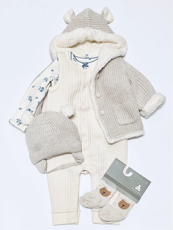 くまさん裏ボアカーディガン　ふわふわ可愛い冬コーデ