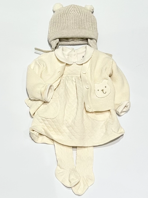 くまさんカーディガン×キルティングジャンパースカート