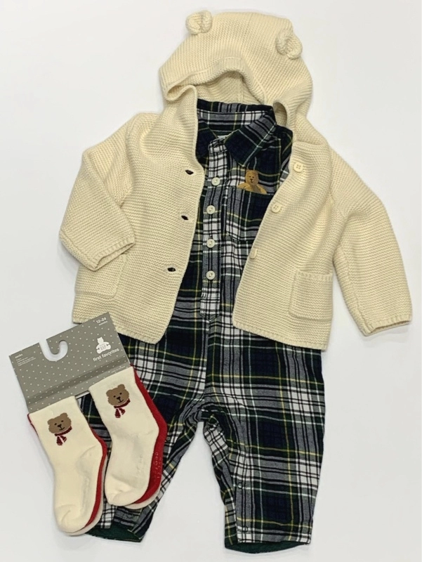 【ホリデーコーデ】くまさん＆チェック柄で可愛さ満点！