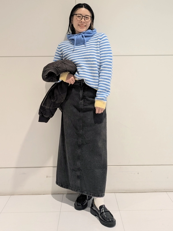 【カシミヤタッチ】ブルー✖️ブラックコ―デ